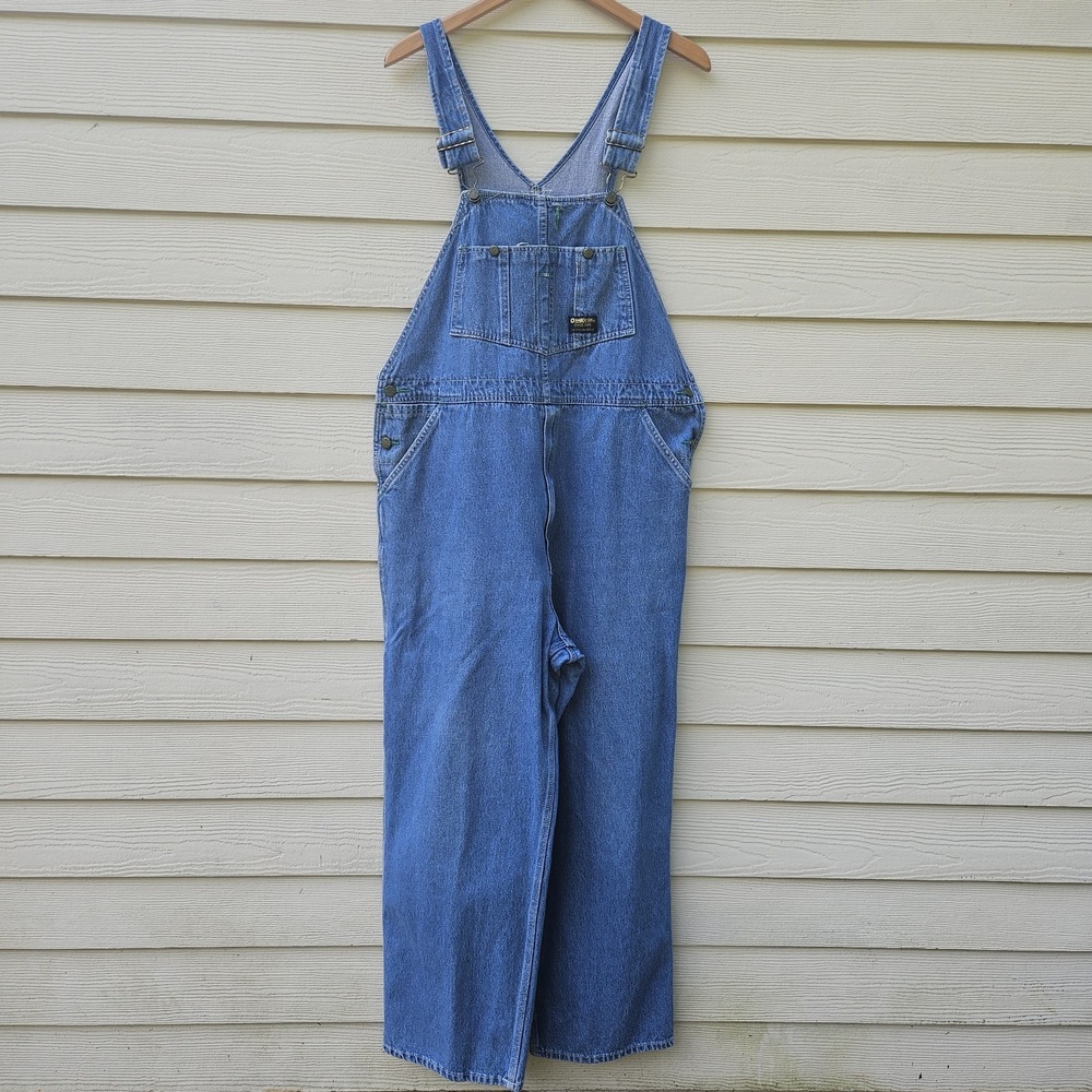 Vintage Oshkosh Men Vestbak Overalls Sz 42x30 (28.5) Blue Denim Workwear 90s Y2K